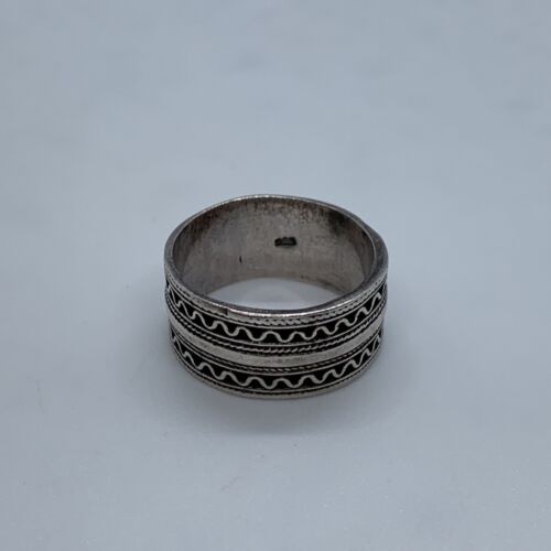Vintage Sterling Silver Stamped Band Ring Size 7 - 第 1/5 張圖片