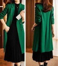 Cappotto Donna Trench Giacca Lungo Verde Slim Fit Con Bottoni Elegante 39118