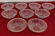 (9) KIM INDONESIA 7" GLASS BOWLS WITH FLOWERS AND FLEUR-DE-LIS DESIGN