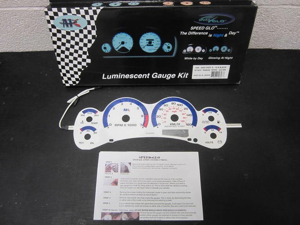 Se adapta a KPH 98-03 GMC Sonoma Chevrolet S10 y Blazer MT Stick Medidores de brillo de cara blanca Foto 2 de 4