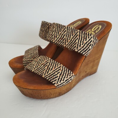 Sbicca Vintage Collection Women's Jute Strap Wedge Sandal Shoes Tribal Size  39