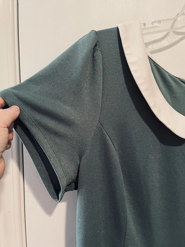 Vestido de niña escolar estilo retro años 50 para mujer verde cuello Peter Pan más 1X disfraz Foto 2 de 4