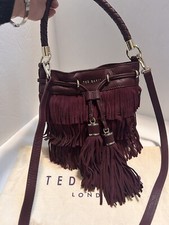 Ted Baker Paralee Crossbody /handbag Fringe Bag Deep Purple Tasseled  Euc