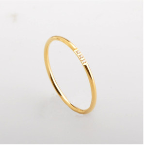 Authentic Women Thin 1mm Silver Gold Plated Stainless Steel CZ Inlay Stackable Ring Band