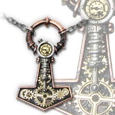 Victorian Steamhammer Mjollnir Brass Pewter Pendant Alchemy Gothic NEW UNUSED