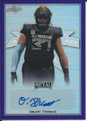 2020 Leaf Metal All-American Bowl Football OMARI THOMAS Purple Auto 5/15