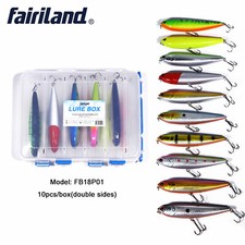 10Pcs/box Pencil Bait 3D-eyes Lifelike Bass Fishing Lures 2 Carbon Treble Hooks