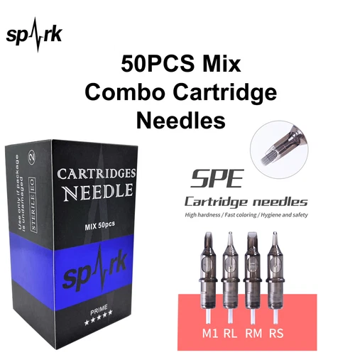 50PCS Mix Combo Spark Tattoo Sterilized Disposable Cartridge Needles - product listing photo