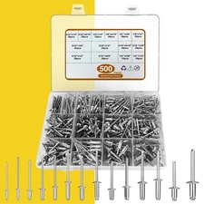 Pack of 500 Aluminum Pop Rivets 14 Sizes – Pop Rivets Assortment Kit Big Set ...