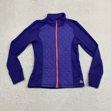 RBX Purple Fitted Full Zip Fleece Running Jacket Womens M Pockets Reflective