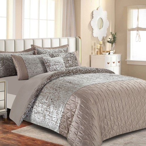 Luxury Crushed Velvet Duvet Cover Embossed Quilt Cover Double King Size Bed Set - Picture 20 of 30