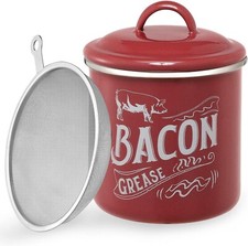 Bacon Grease Container With Fine Strainer Lid...