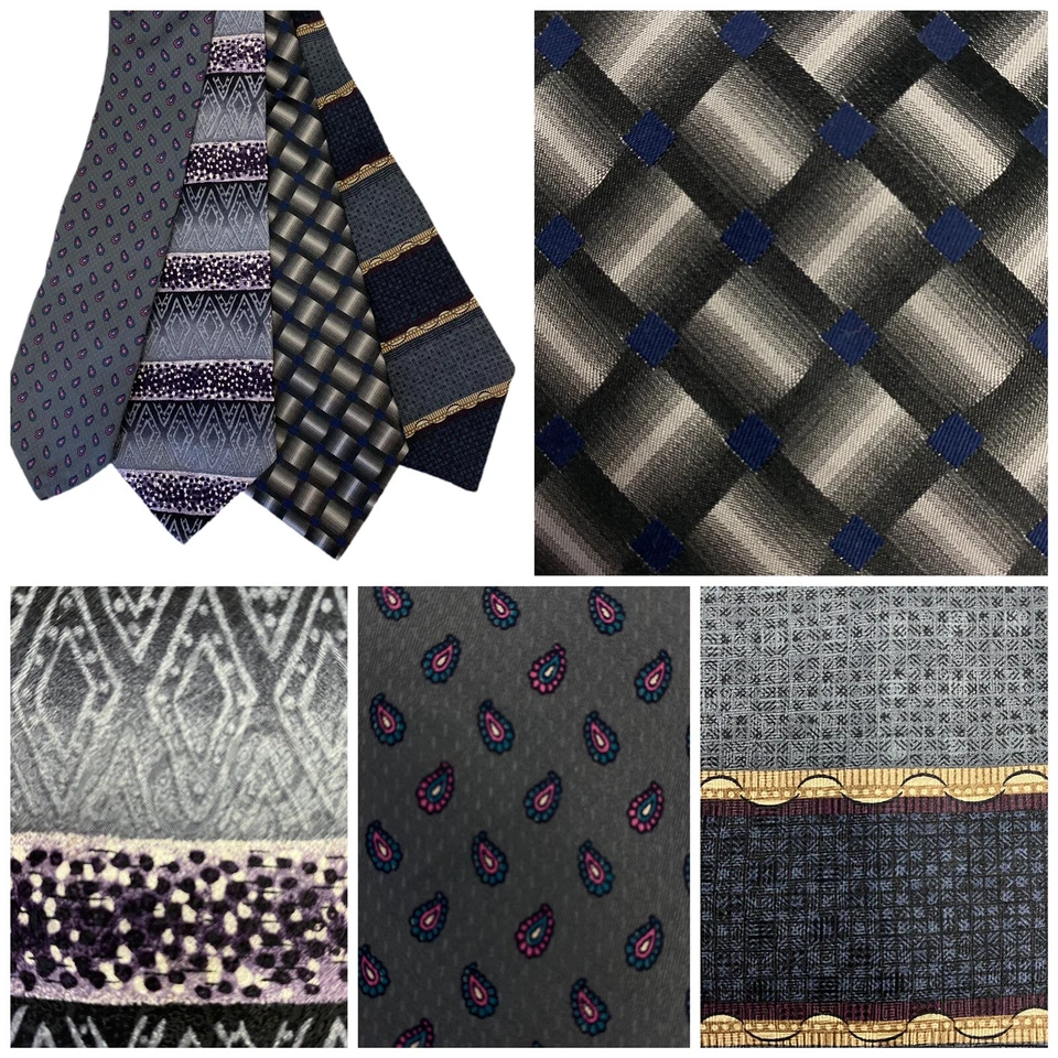 Mens Necktie Lot Executive Silk Designer Suit Fashion Accessory Gray Office Work - Image 3 of 4