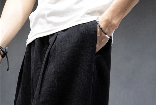 Womens Mens Japanese Wide Leg Pants Extra Baggy Cotton Linen Meditation Trousers - Picture 9 of 26