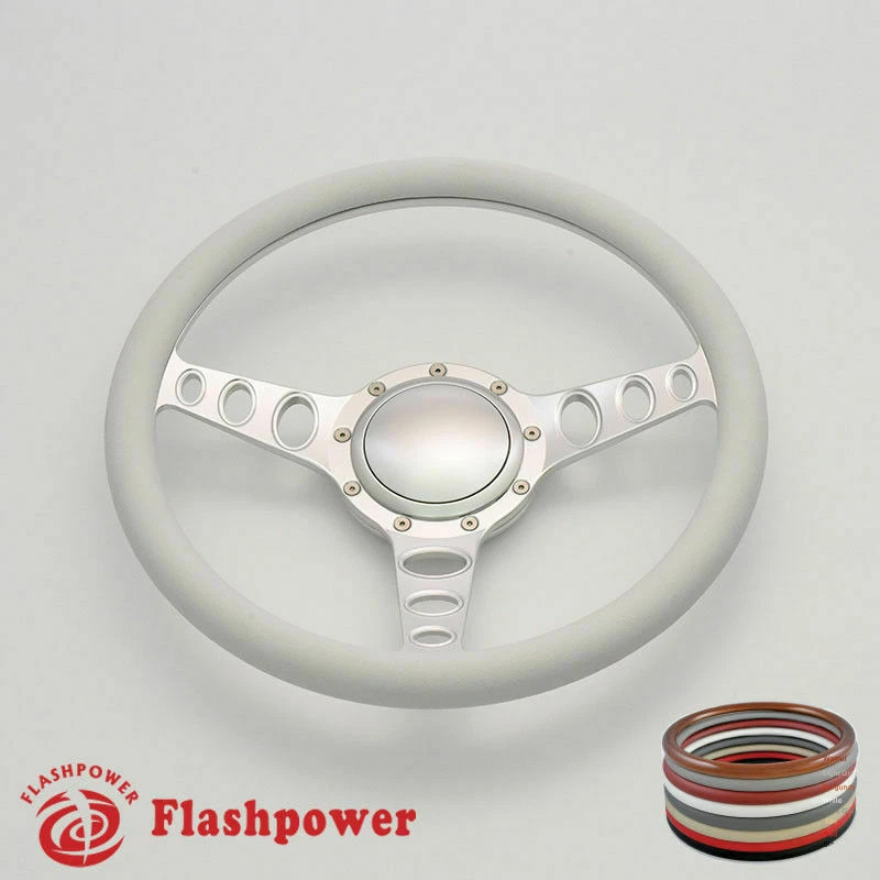 14" Billet Steering Wheel Light Gray Half Wrap Chevrolet Monte Carlo Camaro - Image 3 of 4