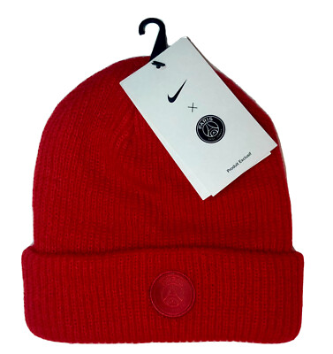 Paris Saint-Germain Nike Red Cuffed Knit Hat PSG Beanie Adult NEW NWT
