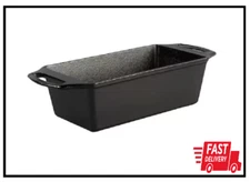 Lodge Cast Iron Bread Loaf Pan Rectangle Bakeware Baking Broiler Durable Black