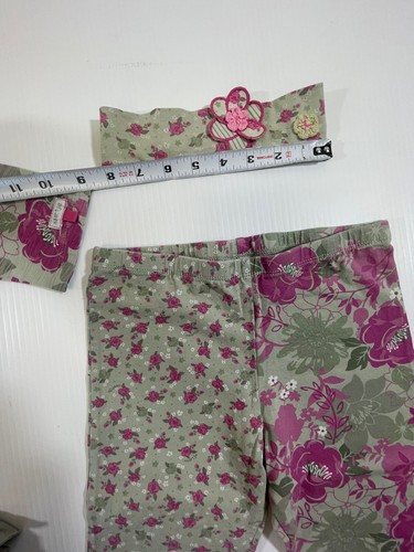 Naartjie Girl’s Green Pink Cotton 3/4 Sleeve Tunic Crop Legging Headband Set 7 - Picture 4 of 12