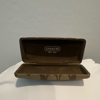 Coach Signature Brown Hard Case Flip Top Eyeglass Sunglasses Holder Monogram