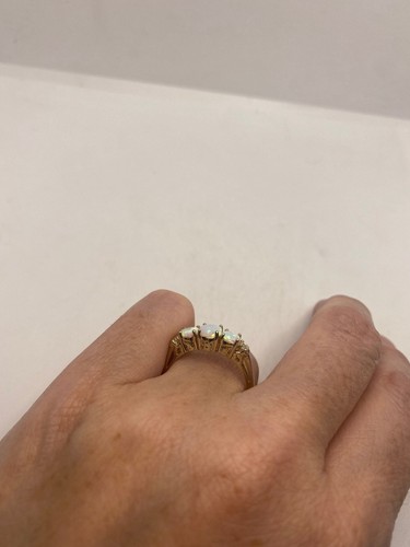 Vintage Fire Opal Golden 925 Sterling Silver Cocktail Ring - Picture 6 of 8