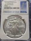 A 2015-W American Silver Eagle-Burnished- West Point - 1st Day Issue NGC MS 69