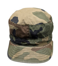 US Army Military Combat Field Cap With Ear Flaps Woodland Camo Hat Size 7 1/8