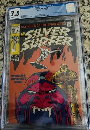 SILVER SURFER 6 CGC 7.5 DESIRABLE O/W - WHITE PAGES 1969 Graded Comic