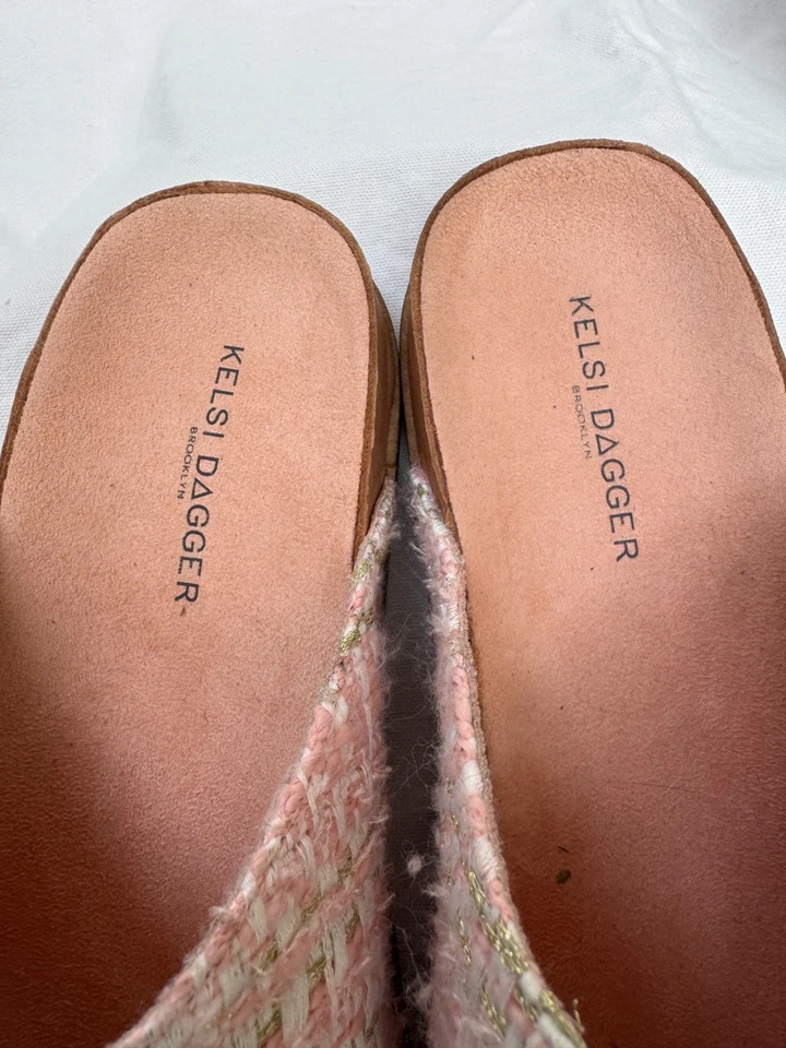 Kelsi Dagger Nuevos Zapatos Mujer Sandalias Talla 12 EE. UU. Rosa Rubor Tweed Cuero Foto 2 de 4