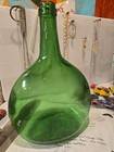 Vtg Vibrant Emerald Green, European Demijohn Glass Bottle Mid-late20th Century — photo 1