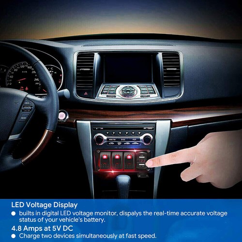 4 Gang Green LED Toggle Rocker Switch Panel USB 12-24V For Car/Boat/RV/Truck - Picture 11 of 22