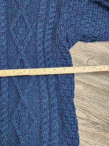 Caraig Donn Sweater Mens Large Navy Blue Cowl Neck Pullover Wool Cable Knit  - Picture 5 of 13