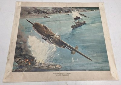 J.B. Deneen - ''Fifth Air Force B-25's attack the Pacific'' - Original 1970s Print