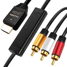 HDMI to RCA 6FT Cable with IC HDMI Male to 3-RCA Video Audio Converter 1080P TV