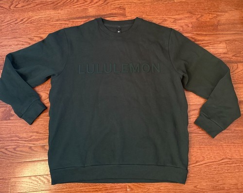 Lululemon Steady State Crew Sweatshirt Mens Large Green Spell Out Athleisure
