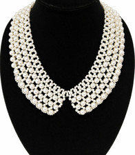 Statement Necklace Pearl Collar Faux Pearl Bib Cottagecore Bridal Vintage Style