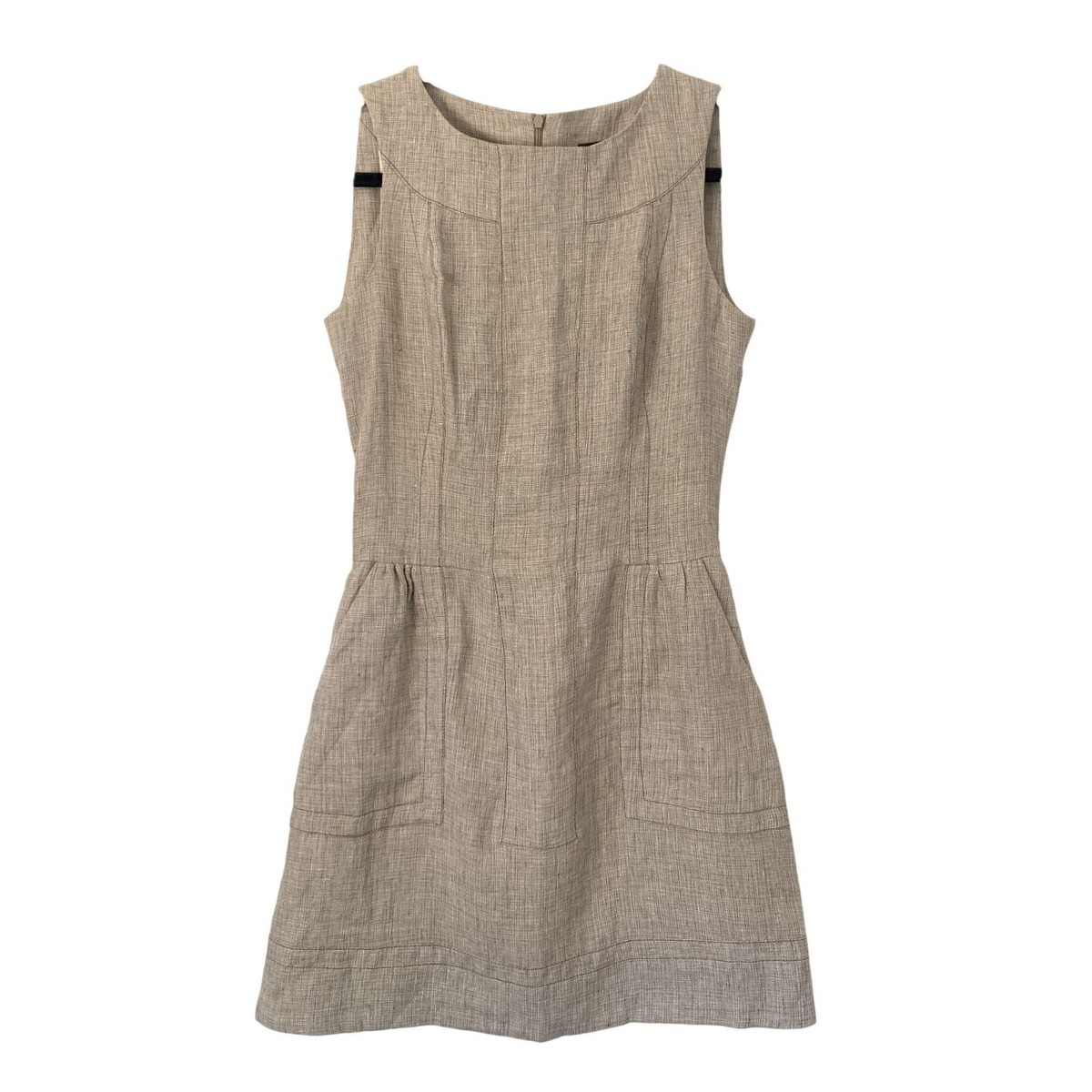 Tara Jarmon Beige Linen Blend Sleeveless Mini Dress Size 38 A-Line Pockets | eBay Tara Jarmon Beige Linen Blend Sleeveless Mini Dress Size 38 A-Line Pockets | eBay