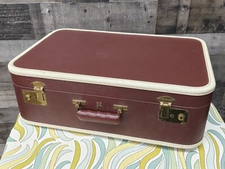 Vintage Belber Neolite Hard Case Suitcase Luggage 21” Maroon/Tan Excellent Cond