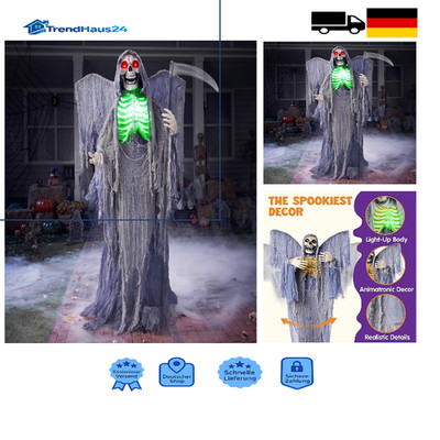 JOYIN Halloween Sensenmann 160cm Animatronic Flügel Grusel Deko