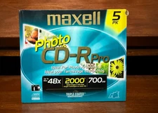 MAXELL Photo CD-R PRO 48x 2000 Digital Images 700MB 5 Pack Discs NEW Sealed