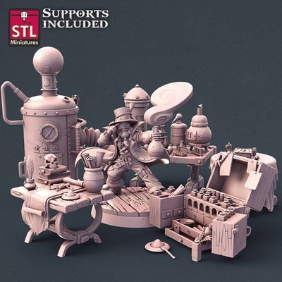Alchemist NPC Set | Tabletop Scale | D&D TTRPG Miniature | STL Miniatures
