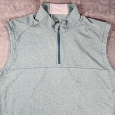 Adidas Mens Medium Golf Adi Club Vest Aqua Green Quarter Zip Active Performance