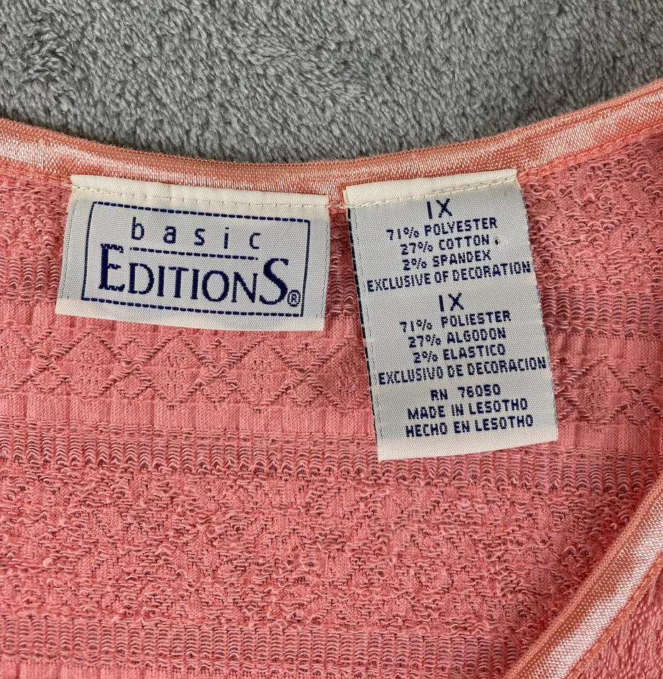 Женская блузка Basic Editions розовый топ 1X повседневная кружевная C31 - Изображение 2 из 4