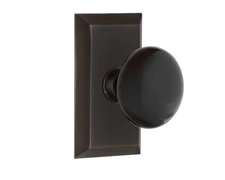Warehouse Studio Plate with Black Porcelain Knob Privacy - 2.375" Timeless Br...