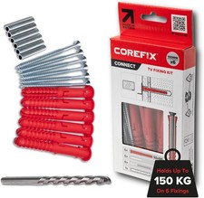 Corefix 6 x 100mm TV Wall Fixings With Drill Bit Included - Plasterboard Over B