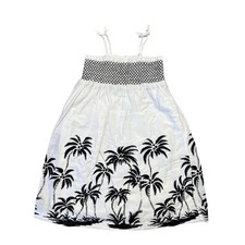 Janie and Jack Girls White Black Palm Tree Print Smocked Sundress Size 3 Coastal