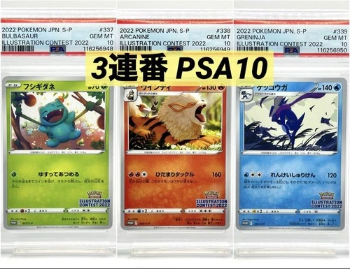 PSA 10 Pokemon Illustration Contest 2022 Bulbasaur, Arcanine, Greninja
