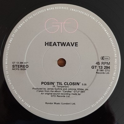 Heatwave - Posin' Til Closin' - UK 12'' Vinyl - 1981 - GTO