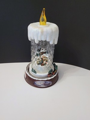 Thomas Kinkade Making Spirits Bright Musical Crystal Candle and Moving Train