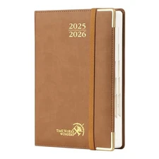  Daily Planner 2025-2026 One Page per A5-5.75" x 8.5" Brown Jul.2025 - Jun.2026