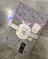 M&S Polka Dot Short Sleeve Crop Leg Pyjama Set ~ COTTON RICH ~ Size XL (20-22)